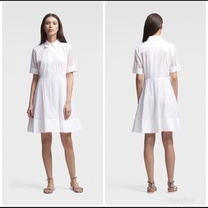 DKNY Short Sleeve Poplin A-Line Dress White 14